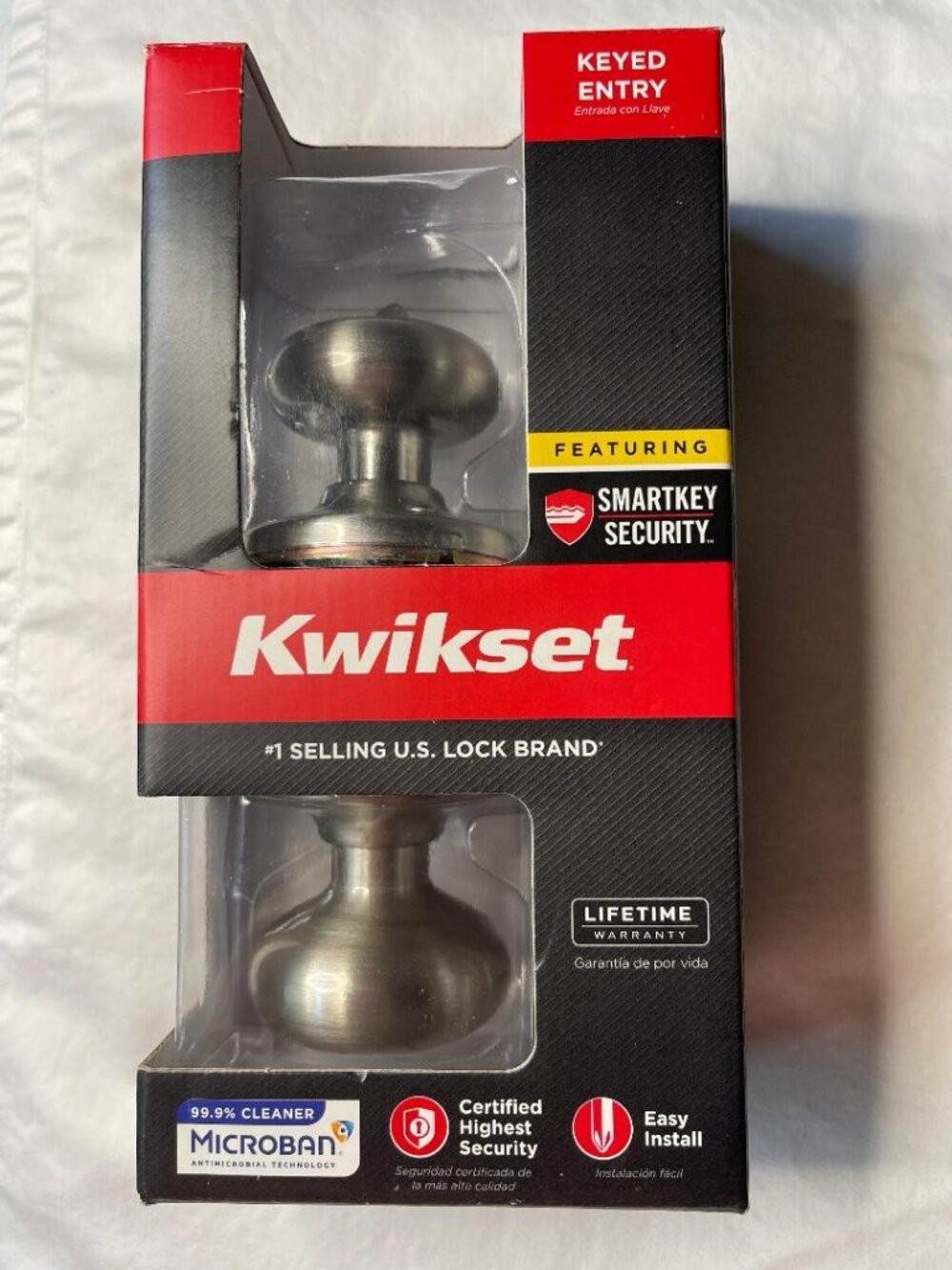 NIB Kwikset Juno Keyed Entry Door Knob Satin Nickel SmartKey